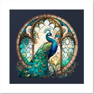 Stained Glass Peacock Posters and Art